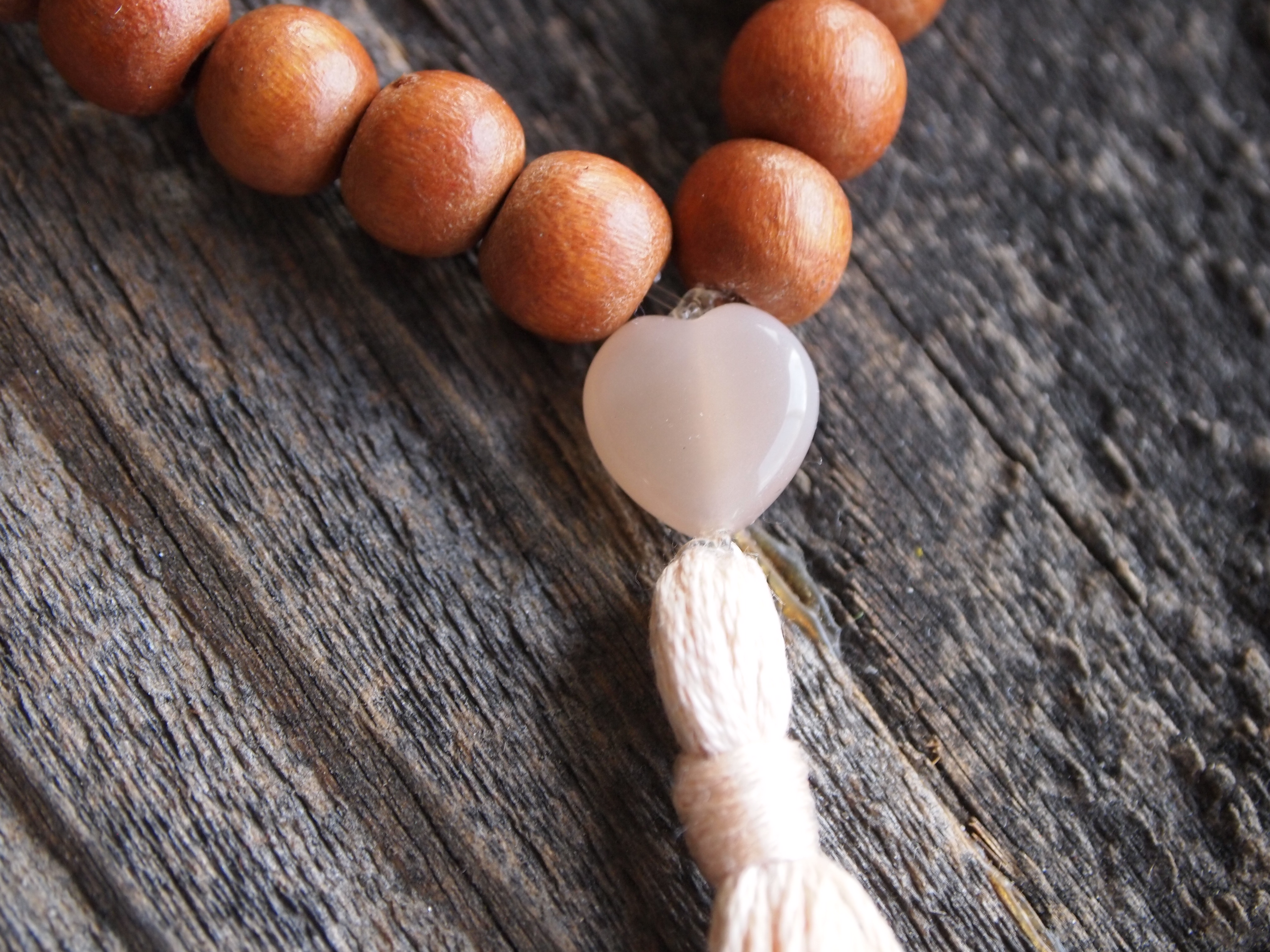 Moonstone & Natural Wood Sacred Wrist Mala - Image 2