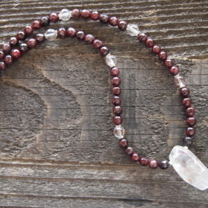 Garnet & Clear Quartz Beaded Necklace
