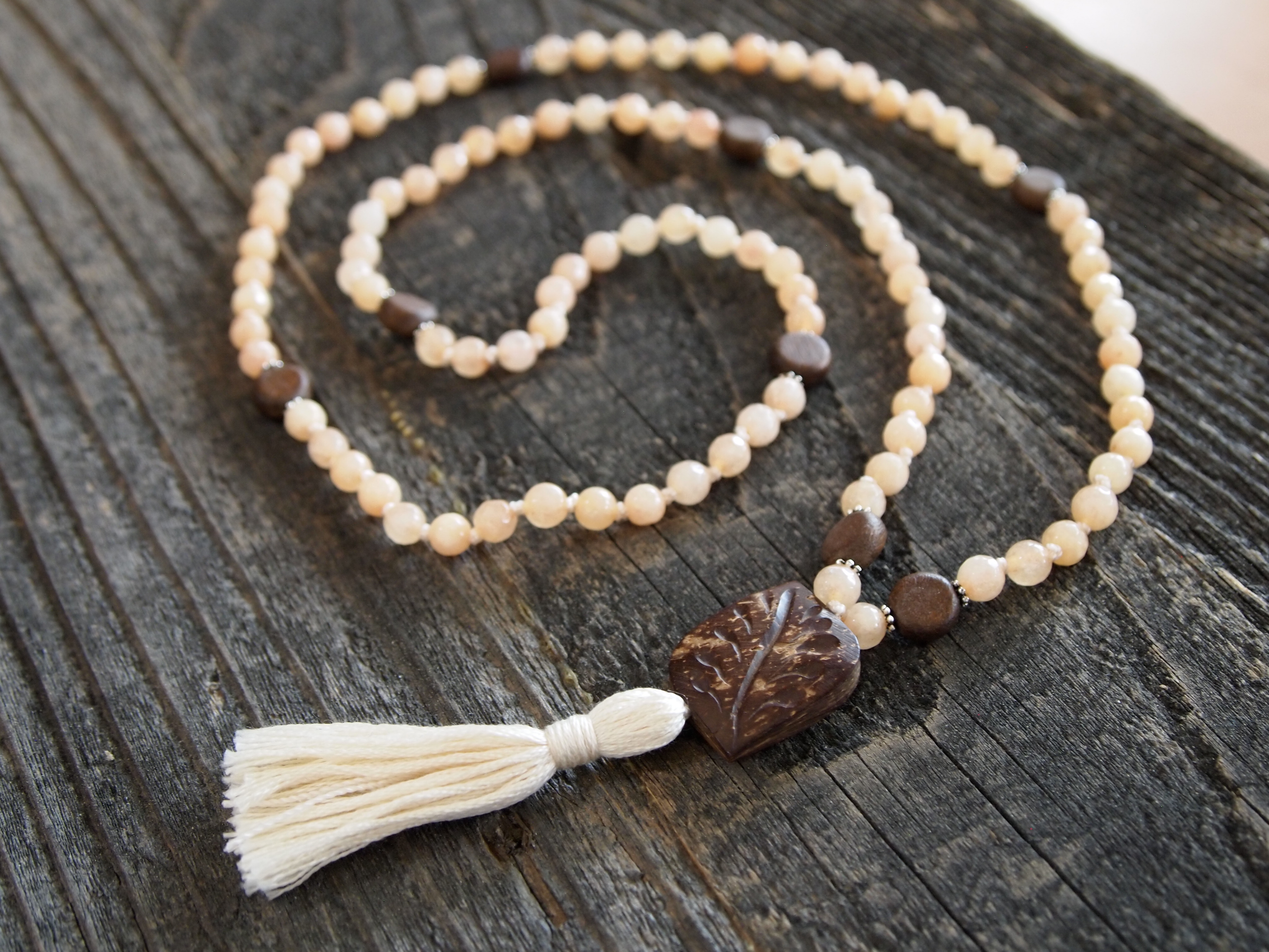 Yellow Jade & Wood Sacred Mala - Image 2