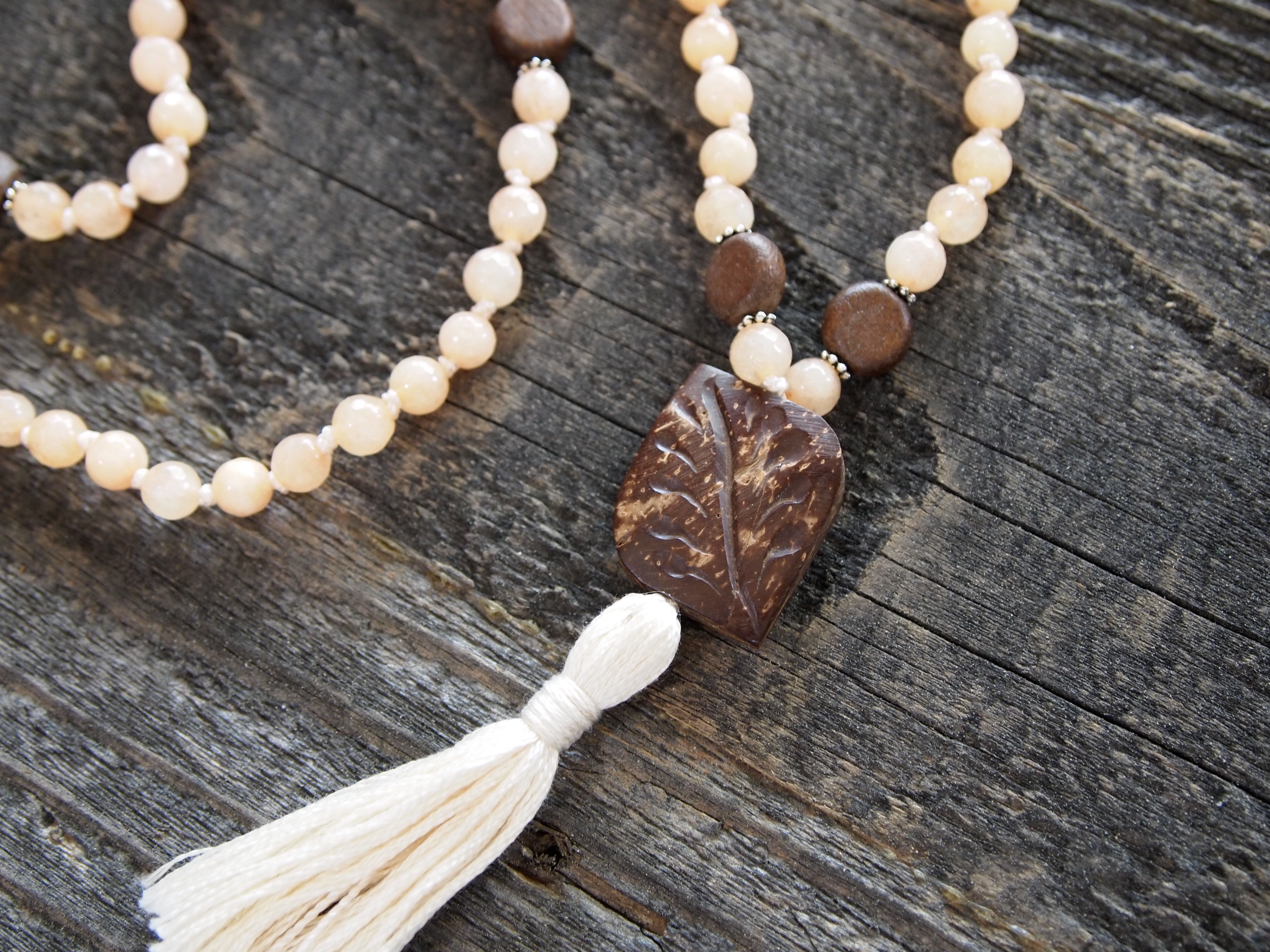 Yellow Jade & Wood Sacred Mala - Image 3