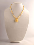 Yellow Jade, Shell & Wood Beaded Necklace