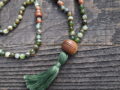 Green Agate & Wood Sacred Mala
