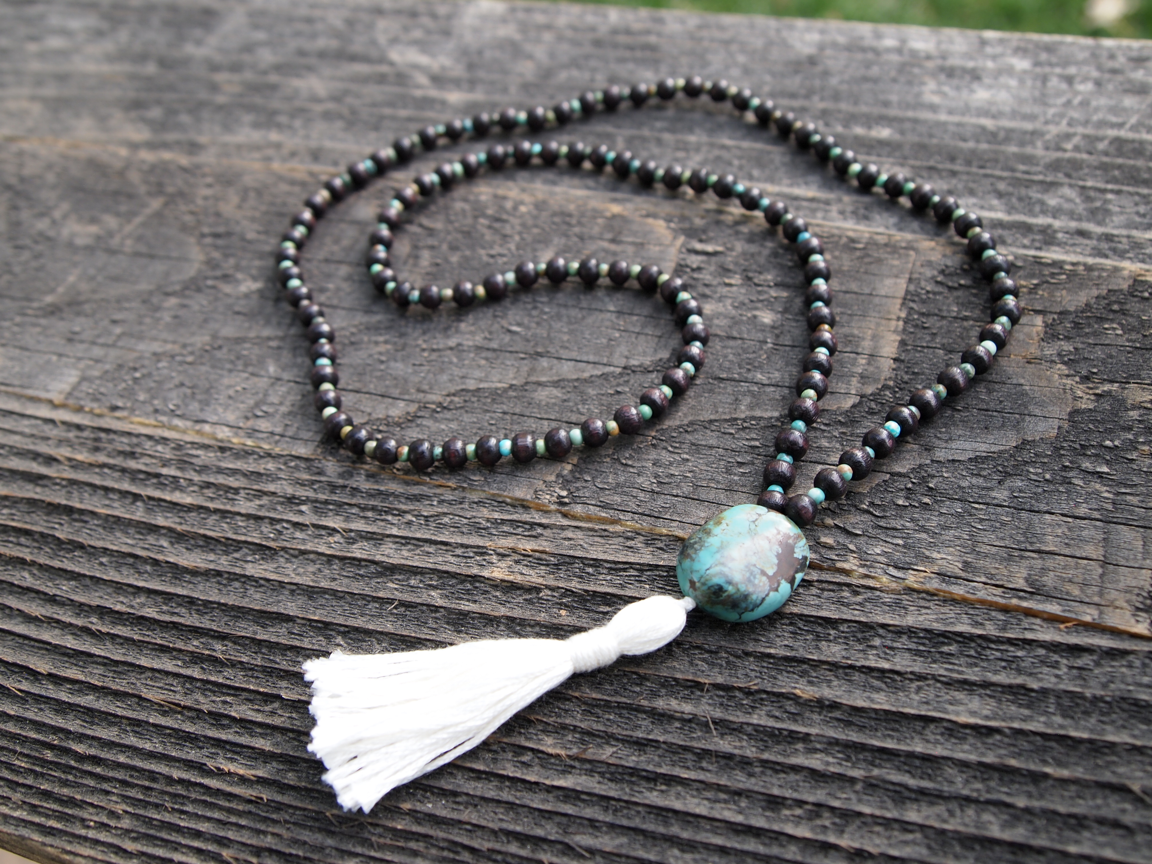 Turquoise & Natural Wood Sacred Mala - Image 2