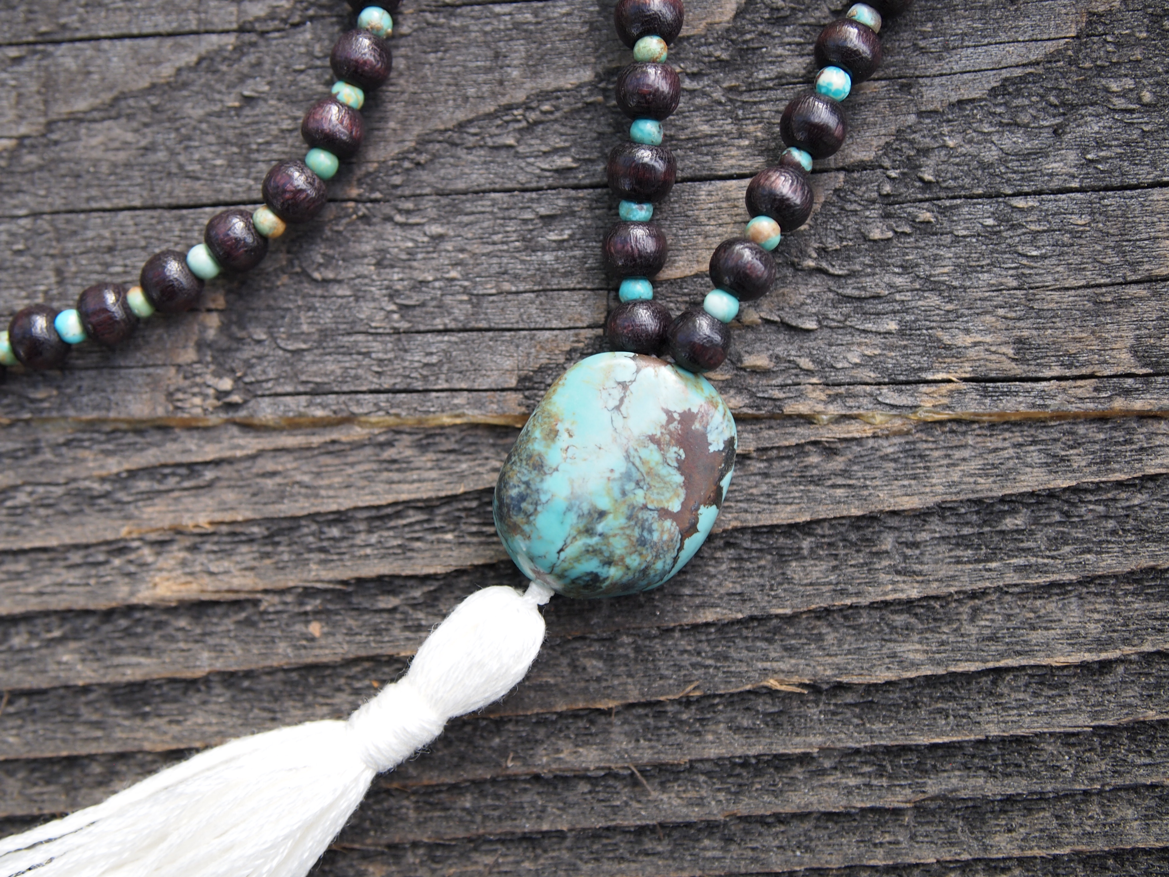 Turquoise & Natural Wood Sacred Mala - Image 3