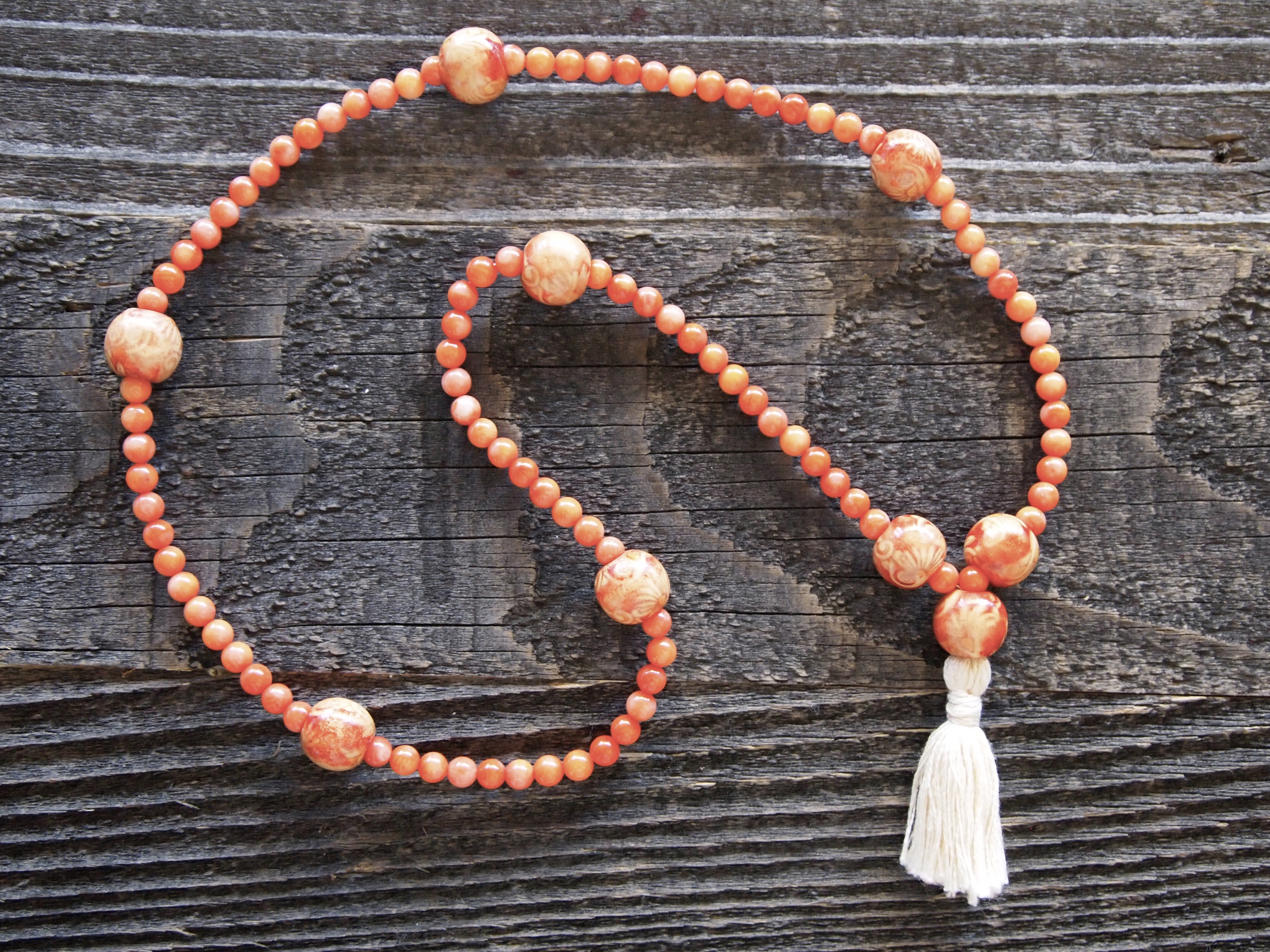Red Coral & Wood Sacred Mala