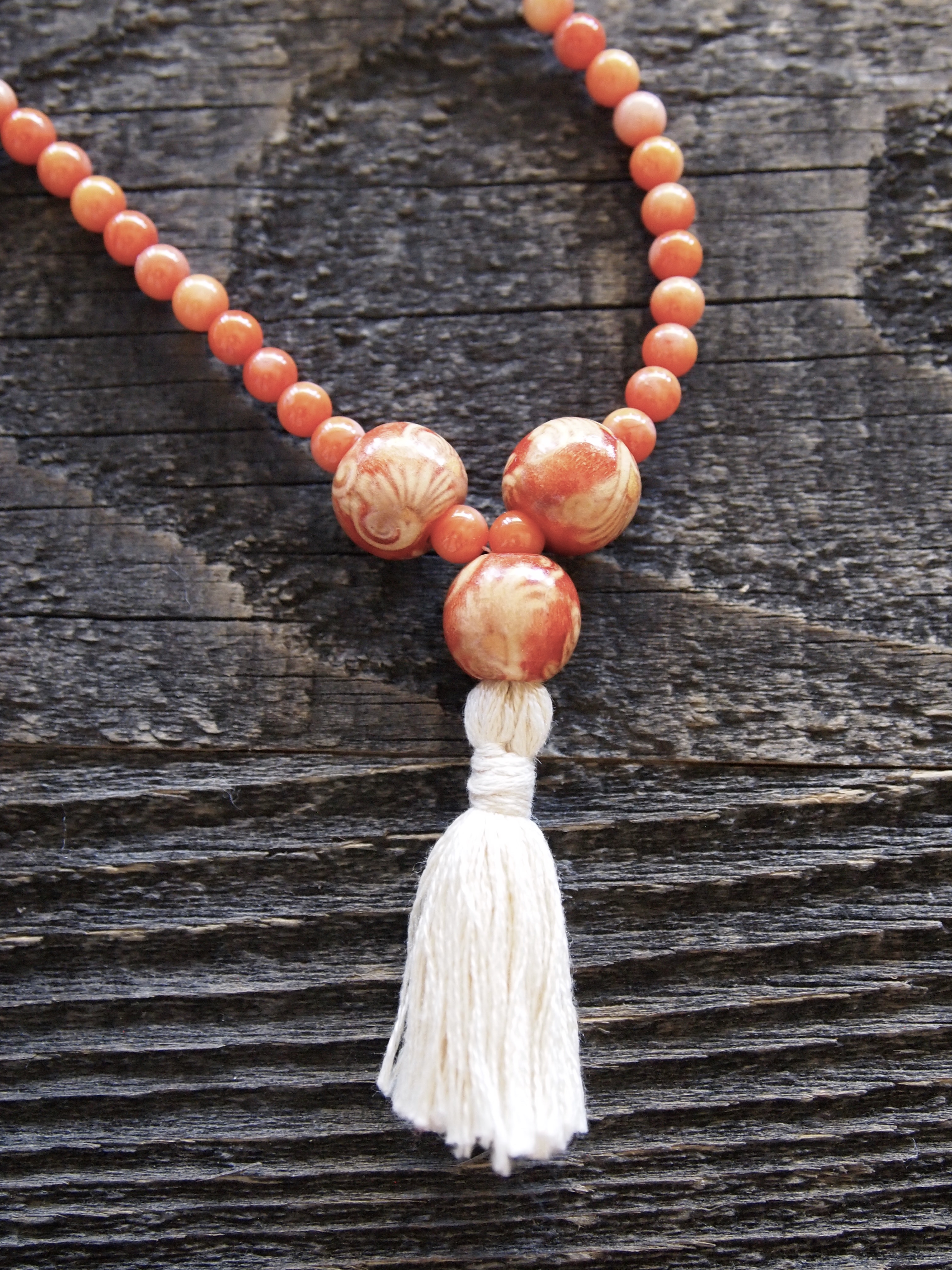 Red Coral & Wood Sacred Mala - Image 2