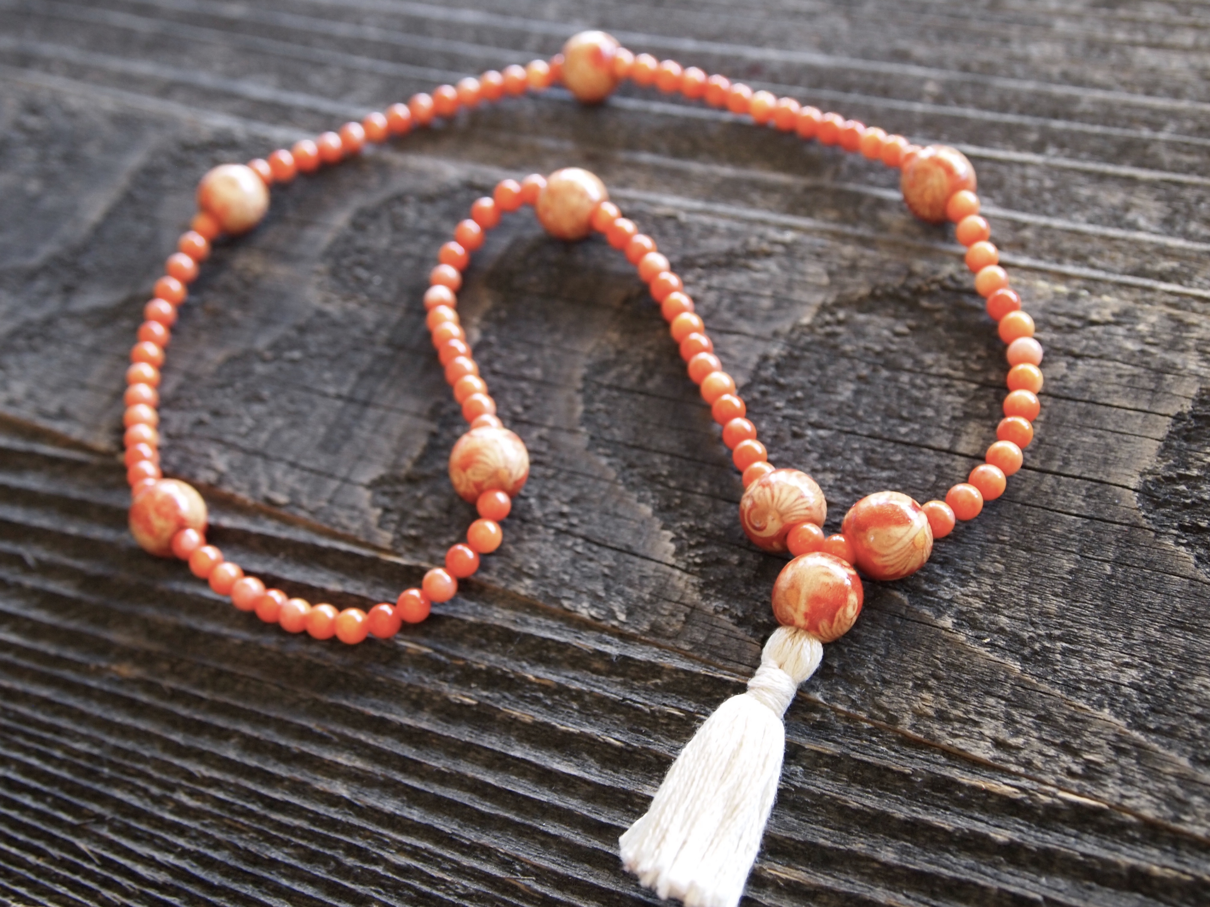 Red Coral & Wood Sacred Mala - Image 3