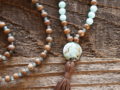 Wood, Amazonite & African Opal Sacred Mala