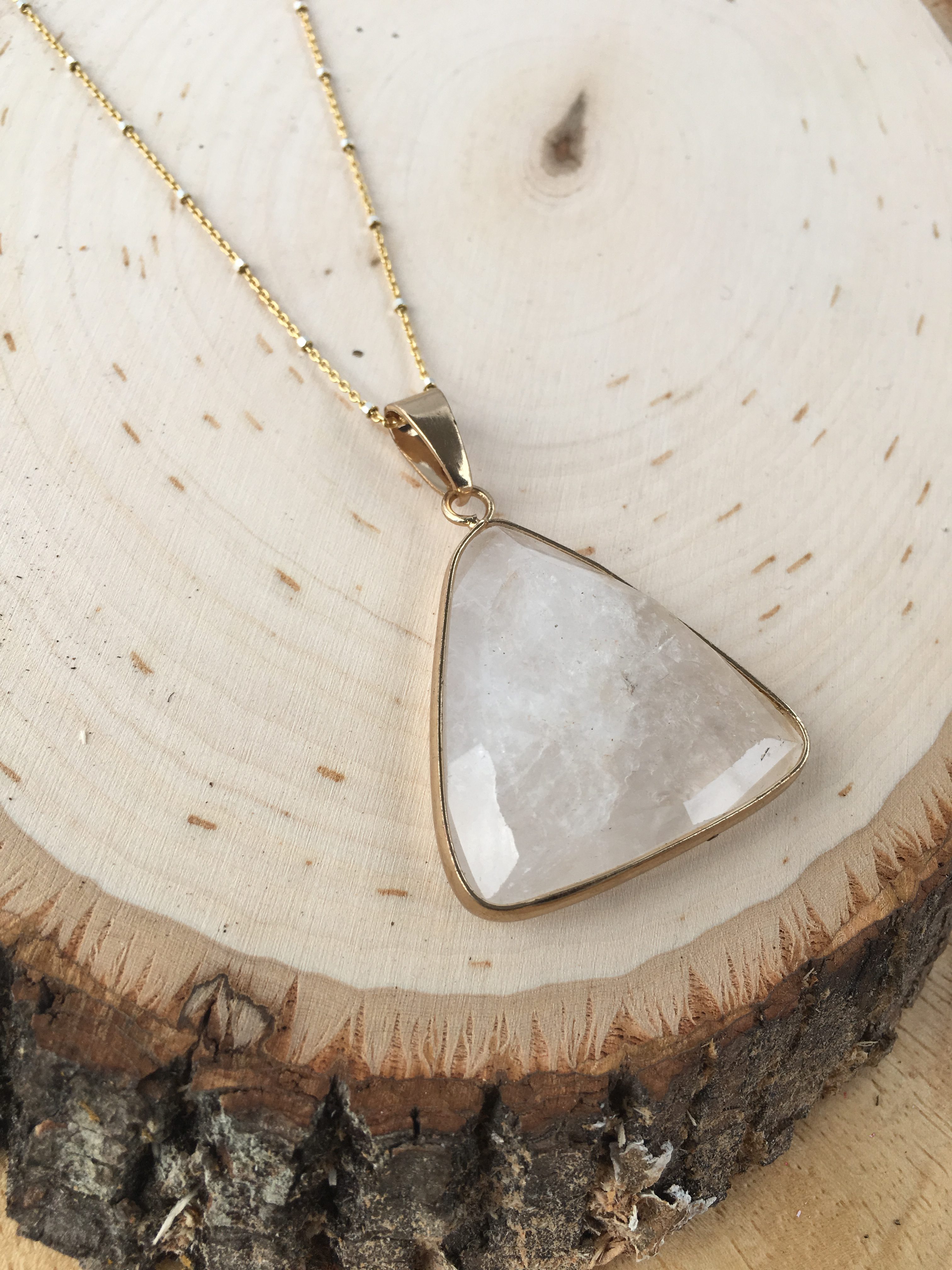 Quartz Triangle Pendant Necklace