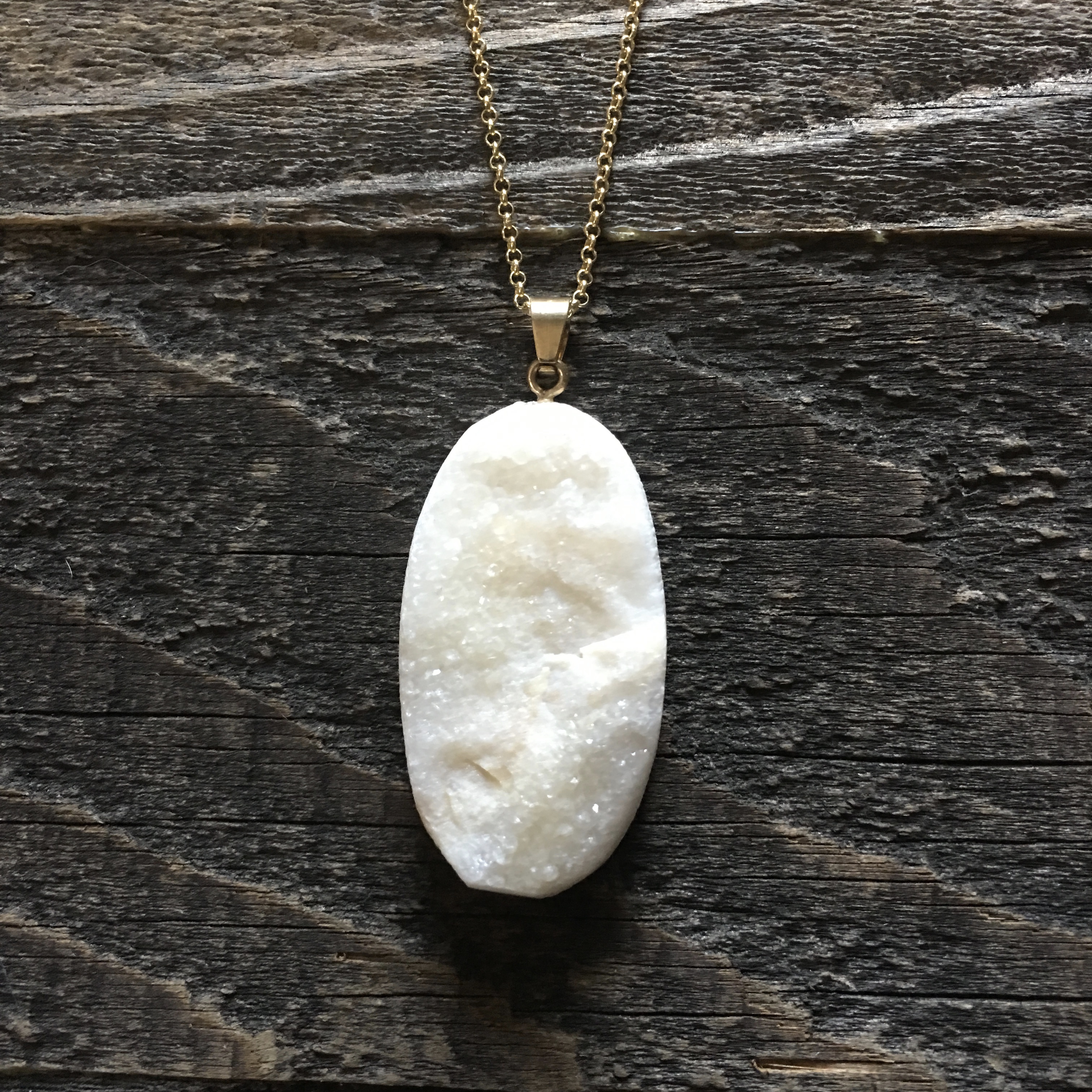Druzy Quartz Pendant Necklace