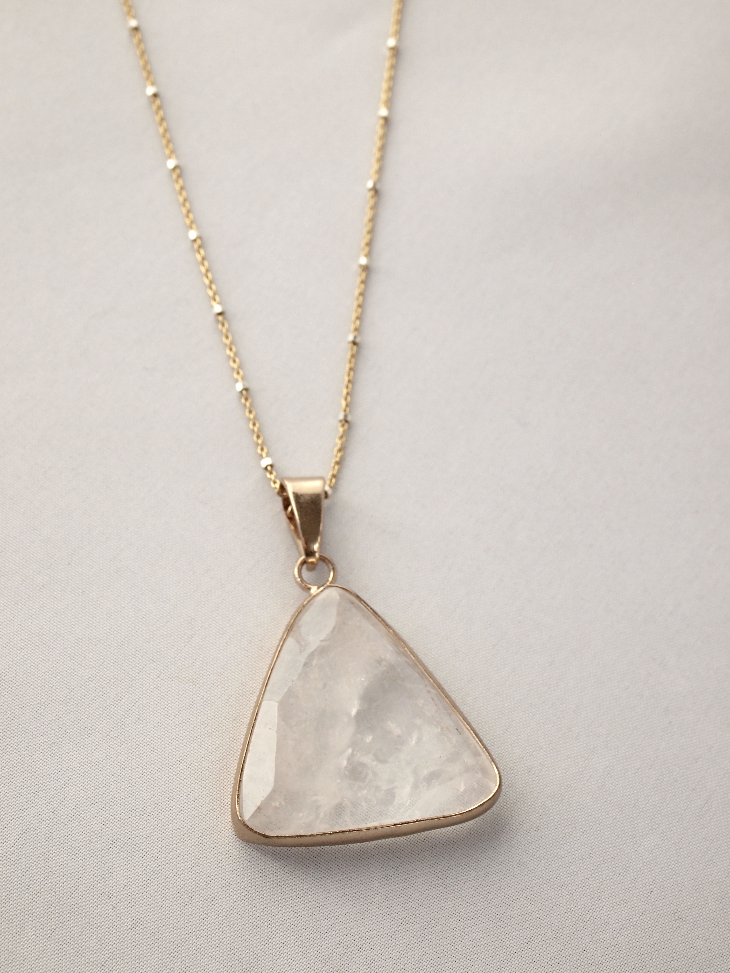 Quartz Triangle Pendant Necklace - Image 3